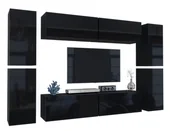 Meblościanki - Nowoczesna meblościanka czarny połysk G5-N48 - miniaturka - grafika 1