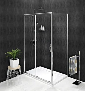 GELCO Kabina prysznicowa prostokątna narożna SIGMA SIMPLY 70x130x190 drzwi przesuwne ze ścianką boczną chrom szkło transparentne uniwersalna z powłoką Coated Glass GS1113GS3170 - Kabiny prysznicowe - miniaturka - grafika 1