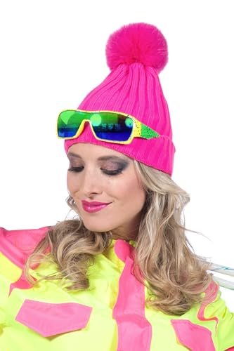 Wilbers&Wilbers 51067 - Czapka z dzianiny z bobble, neonowo-różowa, czapka narciarska, na karnawał, imprezy tematyczne, apres narty