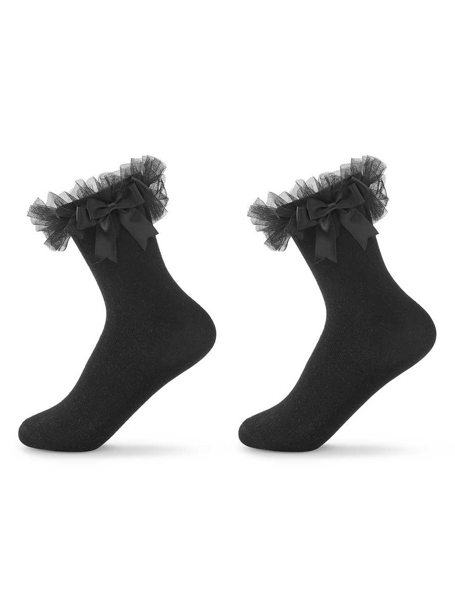 Dziewczęce skarpety z falbanką z tiulem czarne Be Snazzy r.15/17
