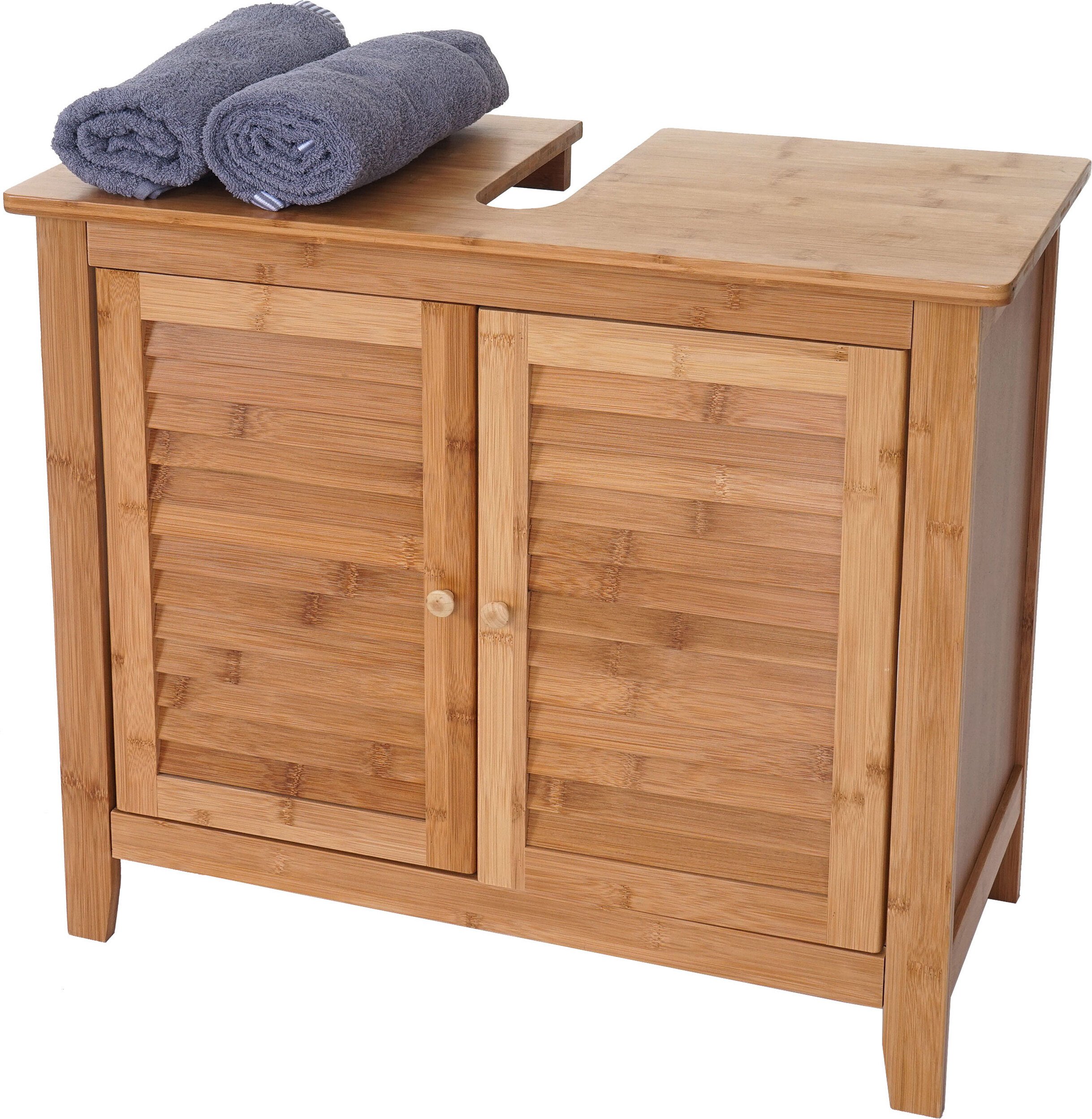 Szafka podumywalkowa HWC-B18, szafka łazienkowa, bambus ~ 60x67x30cm