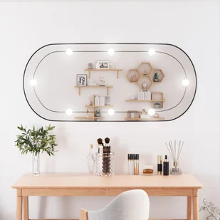 Lustro ścienne z oświetleniem LED 45x100 cm szklane owalne - Lustra - miniaturka - grafika 1