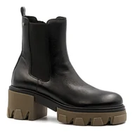 Botki damskie - Czarne skórzane botki LM60375 - Neścior - miniaturka - grafika 1
