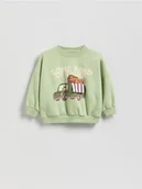 Bluzy i sweterki niemowlęce - Reserved - Bluza oversize z nadrukiem - oliwkowy - miniaturka - grafika 1
