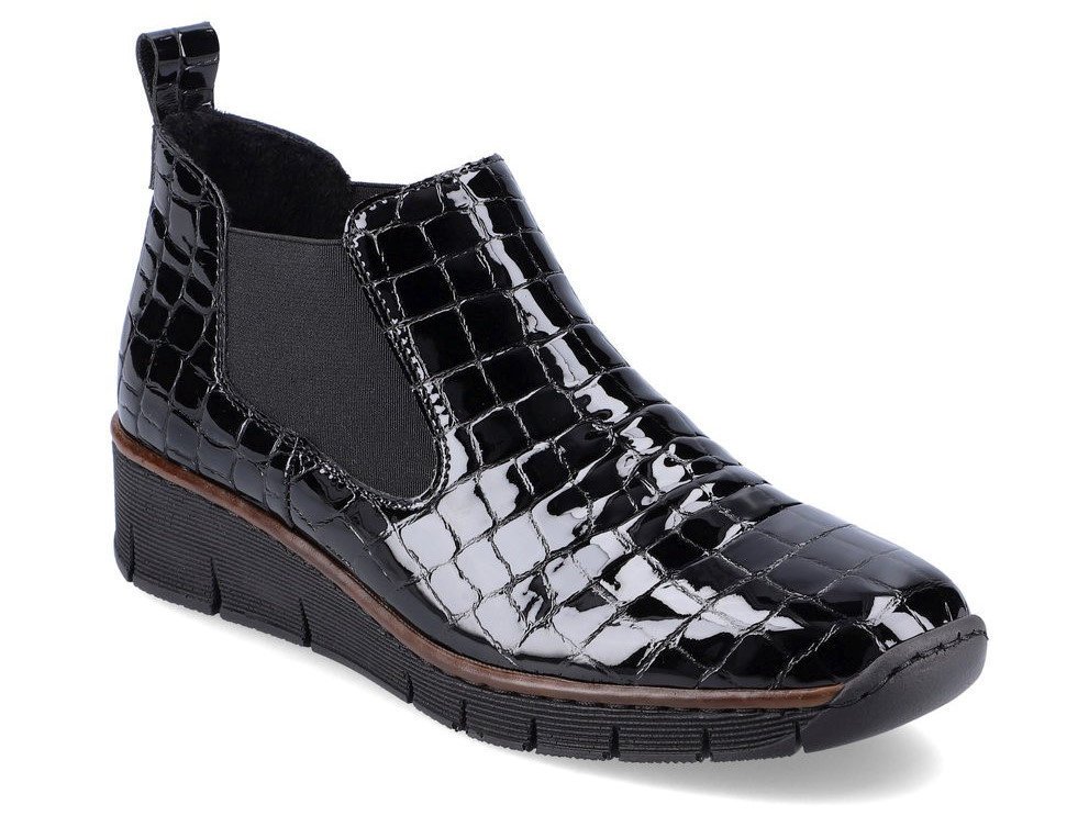 Botki damskie Riekier 53794-01 sztyblety czarne skórzane ocieplane-41