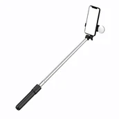Selfie stick - Selfie stick z okrągłą lampką LED - statyw teleskopowy 0,71 m czarny - miniaturka - grafika 1