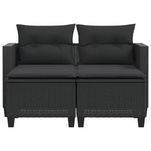 2-osobowa sofa ogrodowa z podnóżkami, czarna, polirattan Lumarko! - Sofy ogrodowe - miniaturka - grafika 5