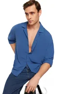 Koszule męskie - TRENDYOL MAN MĘSKA KOSZULA CASUAL NIEBIESKA Z KOŁNIERZYKIEM S 5DA - miniaturka - grafika 1