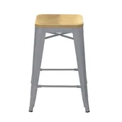 Taborety i hokery - Krzesło barowe wysoki hoker do kuchni MELFI TOD SREBRNE - miniaturka - grafika 1