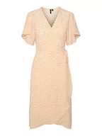 Sukienki - VERO MODA Women's VMSAKI SS Calf WRAP Dress GA NOOS sukienka, Mock Orange/AOP:Mini Henna vic, M, Mock Orange/Aop: mini Henna Vic, M - miniaturka - grafika 1