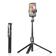 Selfie stick - UCHWYT SELFIE - z odpinanym pilotem bluetooth i tripodem - P81 1,6 metra CZARNY - miniaturka - grafika 1