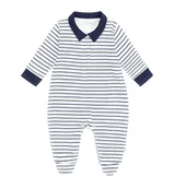 Pajacyki dla niemowląt - Pajac Bawełniany Z Kołnierzykiem W Paski 56 - miniaturka - grafika 1