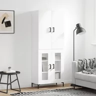 Witryny - vidaXL Witrynka, biała, 69,5x34x180 cm, materiał drewnopochodny - miniaturka - grafika 1