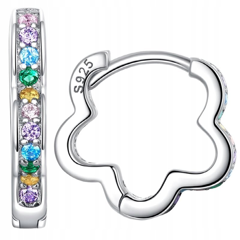 Kolczyki Srebrne Kolczyki Kolrowe Kwiatki Srebro 925 Kolczyki Trusky