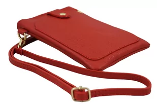 Torebka skórzana / etui na telefon - Czerwone jasne - Etui i futerały do telefonów - miniaturka - grafika 3