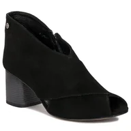 Botki damskie - Maciejka Botki damskie na słupku welurowe czarne-37 - miniaturka - grafika 1