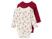 Body dla niemowląt - lupilu® Body niemowlęce z bawełny organicznej, 2 sztuki (50/56, Wzorzysty biały/czerwony) - miniaturka - grafika 1