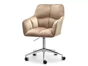 Fotel biurowy, krzesło biurowe Stylowy Fotel Obrotowy Z Podłokietnikami Isla Beż Velvet Na Podstawie Chrom - Fotele i krzesła biurowe - miniaturka - grafika 1