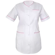 Odzież medyczna - Żakiet medyczny damski biały fartuch lekarski  lamówka amarant 50 - miniaturka - grafika 1