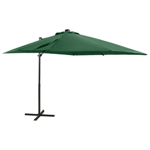 Parasol wiszący z LED i słupkiem, zielony, 250 cm - Parasole ogrodowe - miniaturka - grafika 1