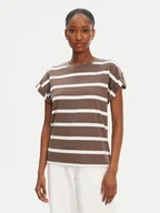 Koszulki i topy damskie - Tommy Hilfiger T-Shirt Gold Button WW0WW45628 Brązowy Regular Fit - miniaturka - grafika 1