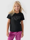 Koszulki dla dziewczynek - 4F T-shirt z nadrukiem dziewczęcy - głęboka czerń 158 (12-13 lat) - miniaturka - grafika 1