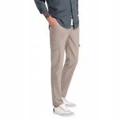 Spodnie męskie - Spodnie męskie materiałowe z kieszeniami cargo beżowe V3 OM-PACG-0178 L - miniaturka - grafika 1