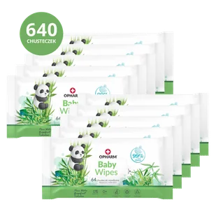 Zestaw Opharm Baby Wipes, chusteczki nawilżane, 10 x 64 sztuki - Chusteczki nawilżane - miniaturka - grafika 1