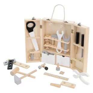 Skrzynka narzędziowa dla dzieci od 1 roku 21x30x8 cm naturalny drewniany Joyz - Skoczki dla dzieci - miniaturka - grafika 1