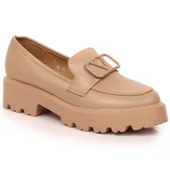Półbuty damskie - Półbuty damskie na obcasie i platformie beżowe Vinceza 16380 beżowy - miniaturka - grafika 1