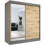 Szafy - Szafa przesuwna 180 cm antracyt + dąb artisan D7-P07 - miniaturka - grafika 1