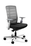 Fotele i krzesła biurowe - Fotel biurowy, krzesło obrotowe, Spinelly M, biały, czarna skóra naturalna - miniaturka - grafika 1