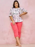 Piżamy damskie - Taro Piżama Olive 3156 XXL Biały w kwiaty - miniaturka - grafika 1
