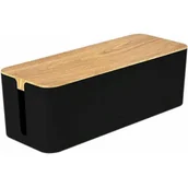 Maskownice do kabli - Mozos Organizer na kable i listwy Czarny Drewno - miniaturka - grafika 1