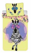 Pościel dla dzieci - Pościel bawełniana 140x200 Zebra żółta fioletowa 0647 poszewka 70x90 - miniaturka - grafika 1