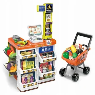 2 x SUPERMARKET SKLEP DLA DZIECI STRAGAN KASA WAGA KOSZYK WÓZEK SMARTFON MA - Zabawy w naśladowanie dorosłych - miniaturka - grafika 1