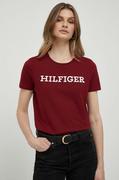Koszulki sportowe damskie - Tommy Hilfiger t-shirt bawełniany kolor bordowy - miniaturka - grafika 1