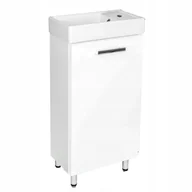 Szafki łazienkowe - Szafka z Umywalką 40x22 Front Lakier Stojąca Nóżki Biała - miniaturka - grafika 1