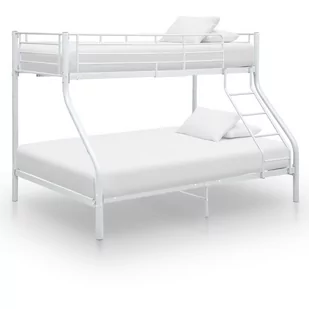 vidaXL Rama łóżka piętrowego, biała, metalowa, 140x200 cm/90x200 cm - Łóżka - miniaturka - grafika 1