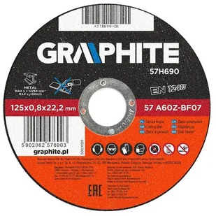 Graphite Tarcza tnąca do metalu 125x0,8x22mm 57H690 - Materiały ścierne - miniaturka - grafika 1