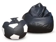 Pufy i podnóżki - Pufa sako XXXL worek czarna + gratis piłka czarno-biała - miniaturka - grafika 1