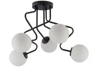 Sigma czarno-biała lampa sufitowa białe kule ZIGZAG 5 33294 czarna lampa na sufit krótki żyrandol do pokoju 33294 - Lampy sufitowe - miniaturka - grafika 1