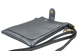 Mini torebka / etui ze skóry metalizowanej - Srebrna ciemna - Etui i futerały do telefonów - miniaturka - grafika 6