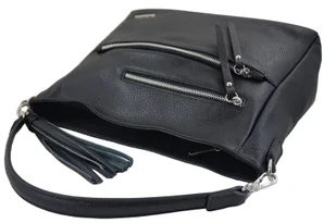 Pojemna skórzana torba z frędzlem - Czarna - Torebki damskie - miniaturka - grafika 9