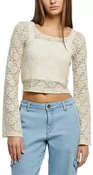 Koszulki i topy damskie - Urban Classics Ladies Cropped Lace Longsleeve damska koszulka z długim rękawem czarna, trawa softseagrass, M - miniaturka - grafika 1