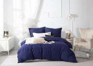 Pościel - Elegancki zestaw pościeli z mikrofibry Queen 160x200 cm w kolorze granatowym ze złotą lamówką - miniaturka - grafika 1