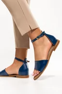 Sandały damskie - Granatowe sandały skórzane damskie z zakrytą piętą pasek wokół kostki PRODUKT POLSKI Casu 2287-245-40 - miniaturka - grafika 1