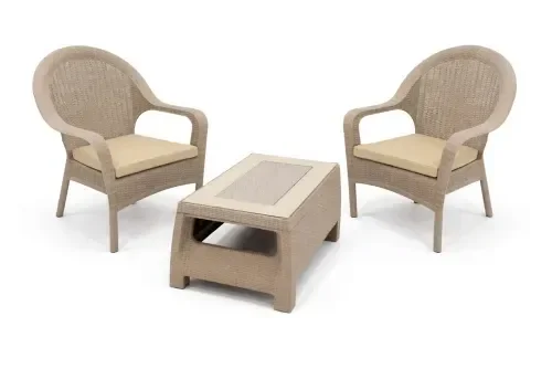 Elegancki i Funkcjonalny zestaw foteli ogrodowych AURA cappucino