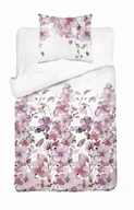 Pościel - Pościel satynowa 140x200 Biała w pastelowe kwiaty – romantyczna elegancja, 100% bawełna - Home Satin - miniaturka - grafika 1