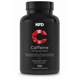 KFD Caffeine - 100 kapsułek Kofeina bezwodna - 200 mg w 1 kapsułce energia - Witaminy i minerały - miniaturka - grafika 1